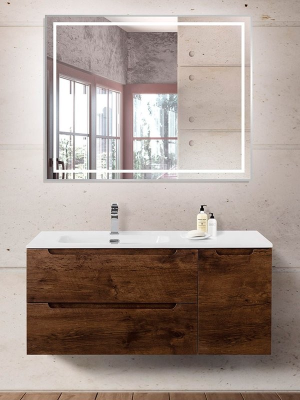 Тумба с раковиной BelBagno Etna L, 100 2 ящика, дверца, rovere moro
