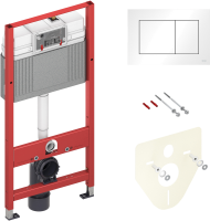 Комплект Унитаз подвесной Bauedge Bau Mif PRO безободковый, с микролифтом, белый + Инсталляция TECE Base 9400413 4 в 1 с кнопкой смыва