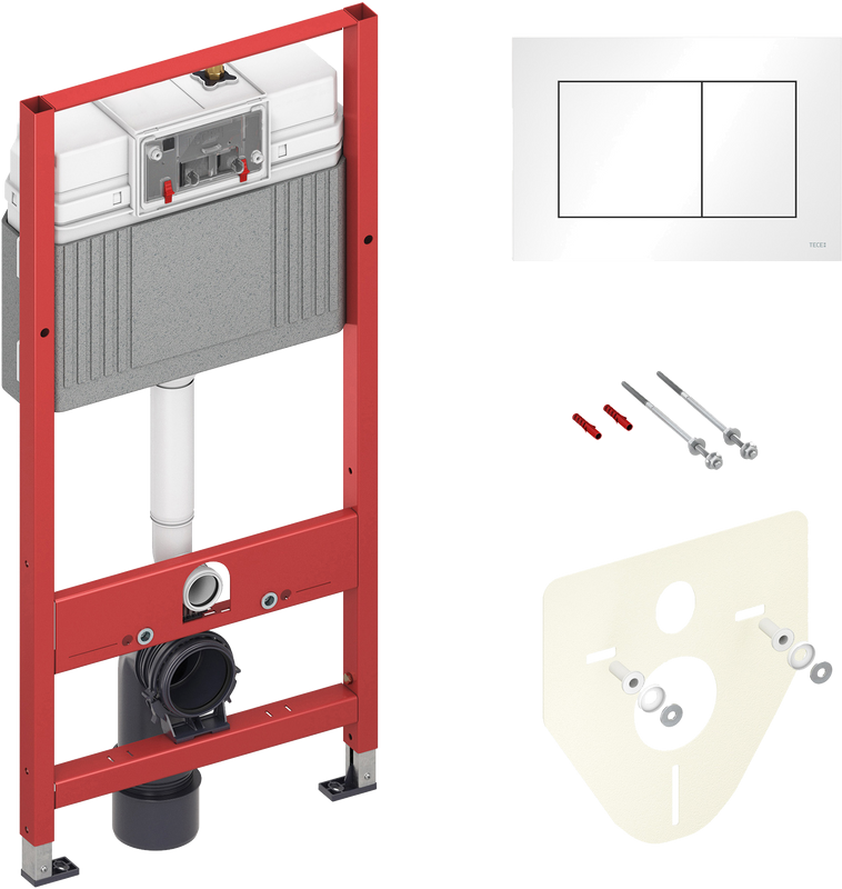 Комплект Унитаз подвесной Bauedge Bau Mif PRO безободковый, с микролифтом, белый + Инсталляция TECE Base 9400413 4 в 1 с кнопкой смыва