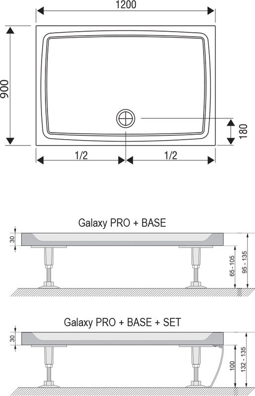 Поддон для душа Ravak Galaxy Pro Flat Gigant Pro 120х90 с сифоном