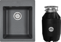 Комплект Мойка Paulmark Kante 40 PM104249-DG графит + Измельчитель Bone Crusher BC 810-AS