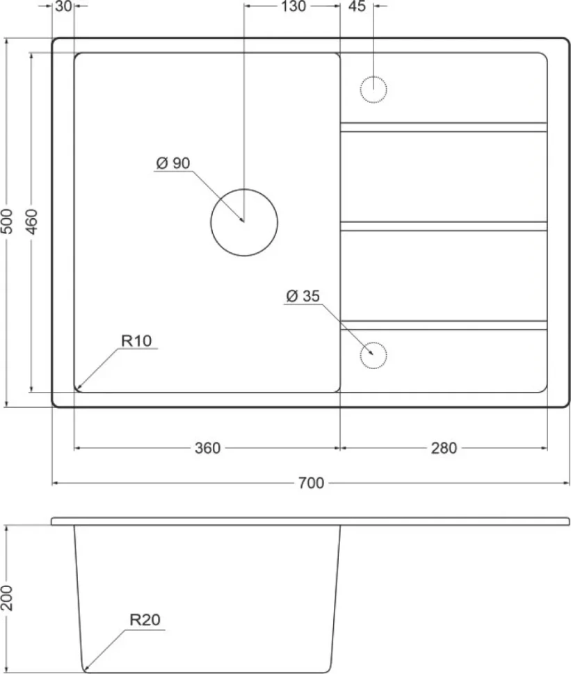 Мойка кухонная Emar Quartz EMQ-1700.Q барит