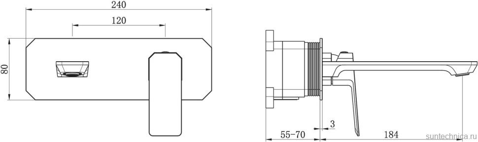 Смеситель для раковины Wonzon & Woghand Diamond WW-88869011-MB черный матовый, С ВНУТРЕННЕЙ ЧАСТЬЮ