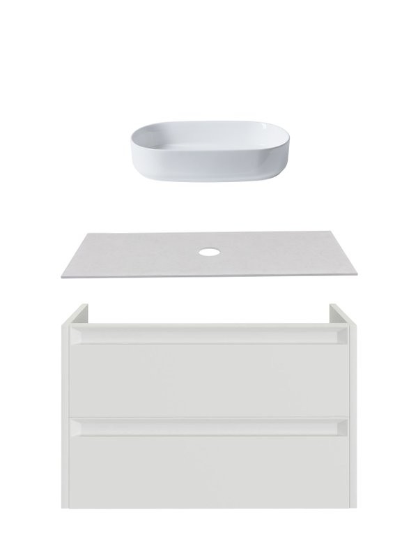 Тумба с раковиной Allen Brau Fantasy 2.0 100 матовый белый, столешница бежевая, раковина Fantasy Oval 55, белая