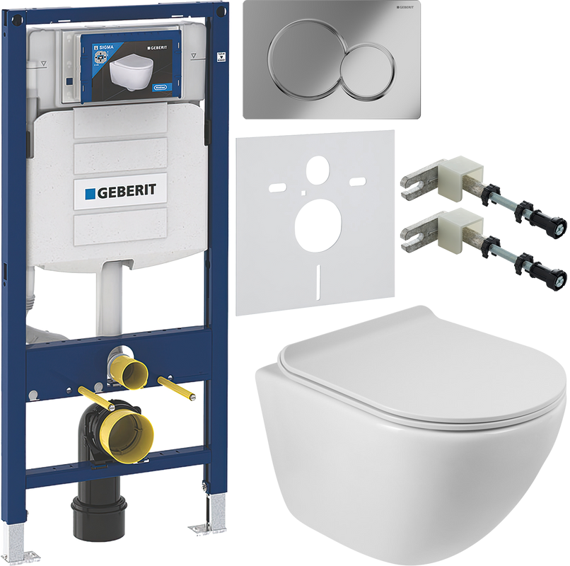 Комплект Унитаз подвесной BelBagno Amanda BB051CHR безободковый + Крышка BB901SC с микролифтом + Инсталляция Geberit Duofix UP 320 111.300.00.5 + Кнопка Sigma 01 115.770.21.5 хром + Крепления 111.815.00.1 к стене + Звукоизоляция