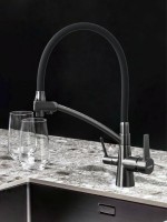 Смеситель для кухни Gappo G4398-19 с гибким изливом, оружейная сталь