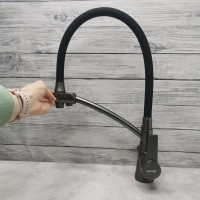 Смеситель для кухни Gappo G4398-19 с гибким изливом, оружейная сталь