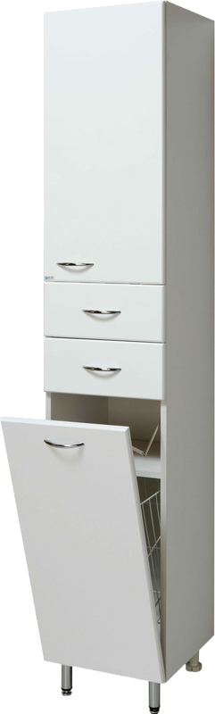 Шкаф пенал для ванной Runo Эконом мебель Универсальный 35 с бельевой корзиной, белый R