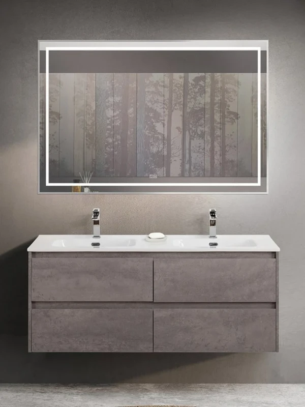 Мебель для ванной комнаты BelBagno Kraft 120 для двоих, 4 ящика, cemento grigio