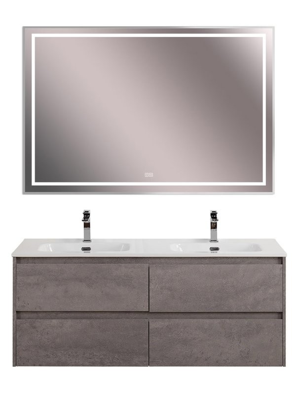 Мебель для ванной комнаты BelBagno Kraft 120 для двоих, 4 ящика, cemento grigio