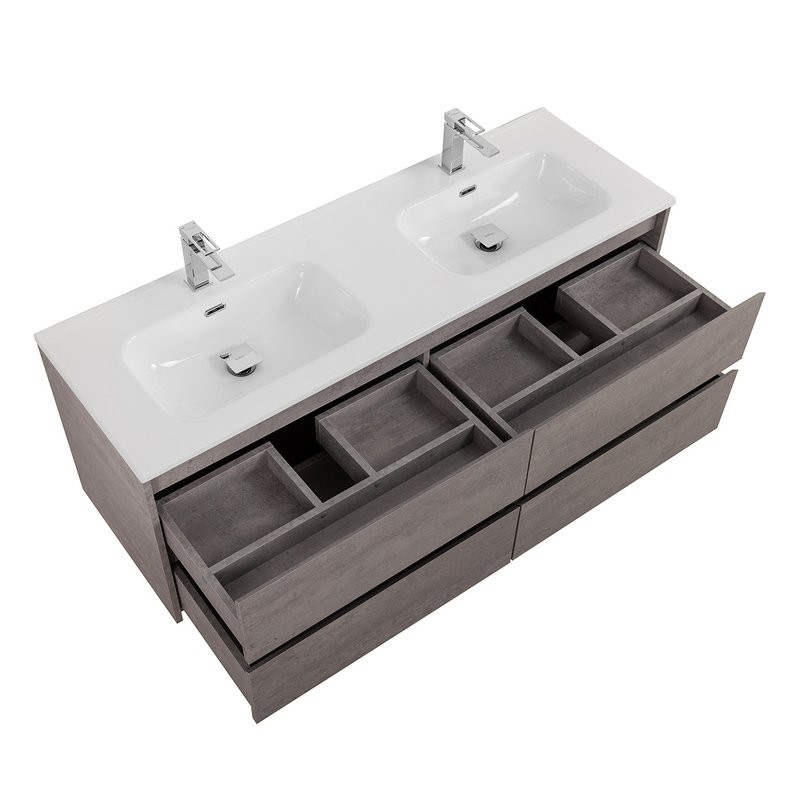 Мебель для ванной комнаты BelBagno Kraft 120 для двоих, 4 ящика, cemento grigio