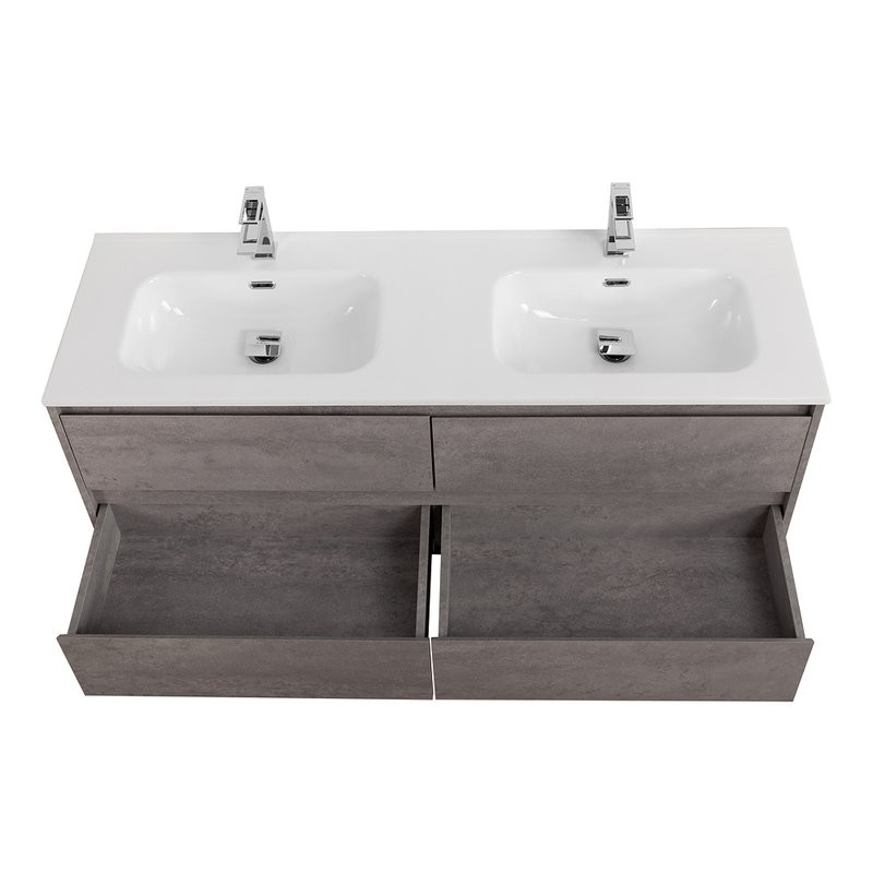 Мебель для ванной комнаты BelBagno Kraft 120 для двоих, 4 ящика, cemento grigio