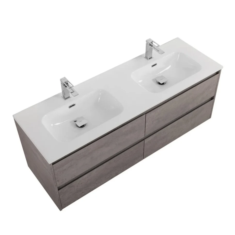 Мебель для ванной комнаты BelBagno Kraft 120 для двоих, 4 ящика, cemento grigio