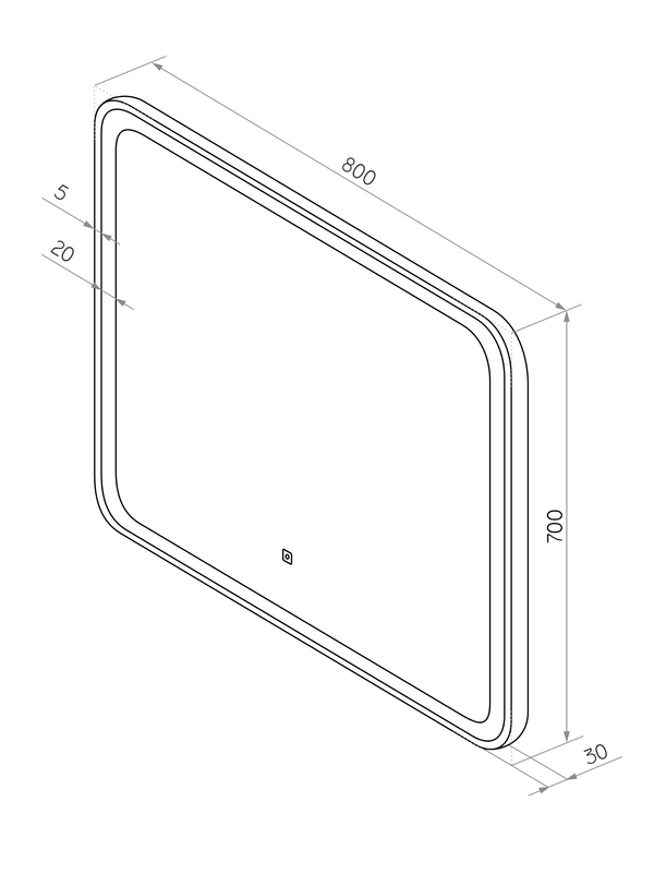 Зеркало CONTINENT Ledh Russo 80х70 см, сенсорное, с антизапотеванием