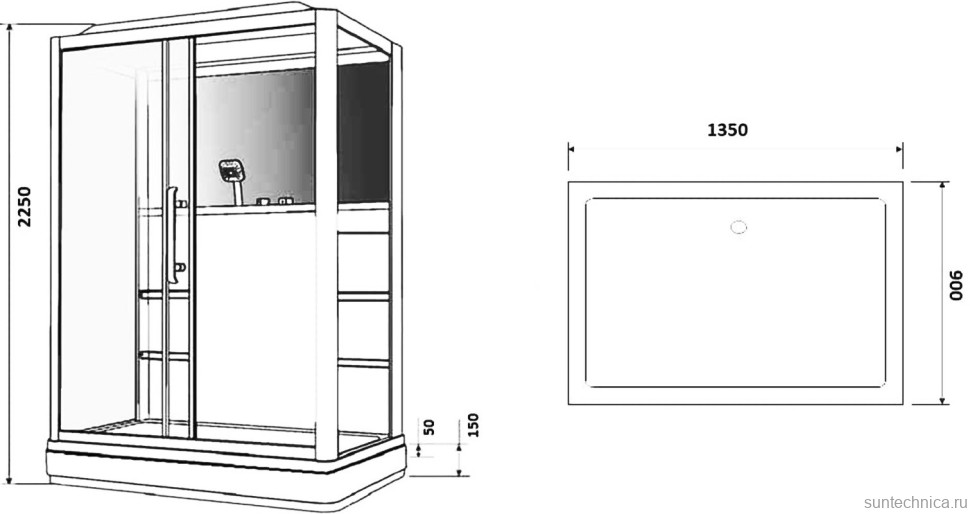Душевая кабина Grossman GR-128 L 135x90 см белая