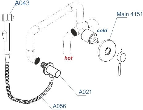 Гигиенический душ Wasserkraft A14156 шланг 100 см