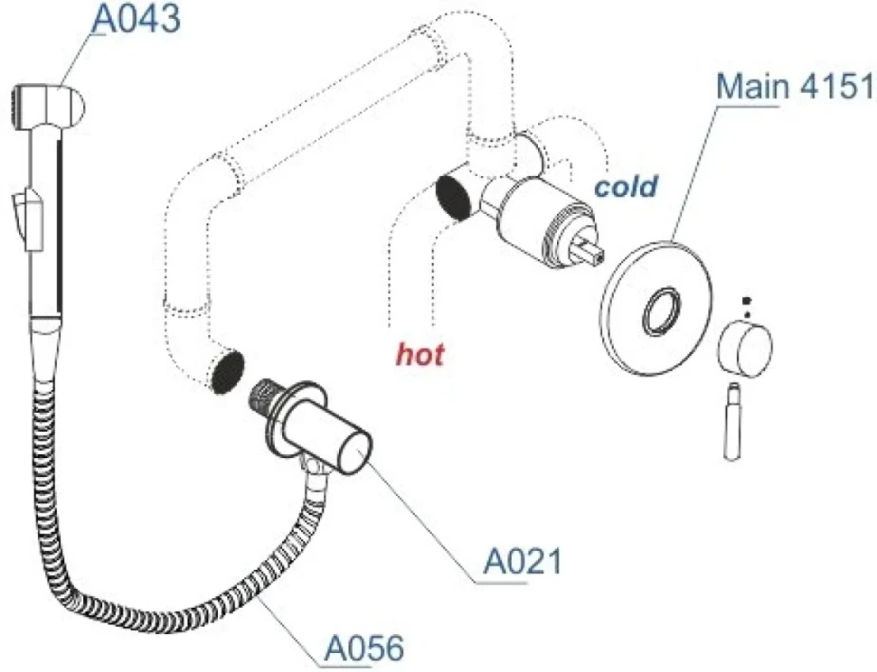 Гигиенический душ Wasserkraft A14156 шланг 100 см