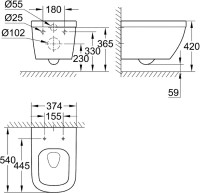 Комплект Унитаз подвесной Grohe Euro Ceramic + Крышка 39330001 с микролифтом + Инсталляция TECE Base 9400413 4 в 1 с кнопкой смыва