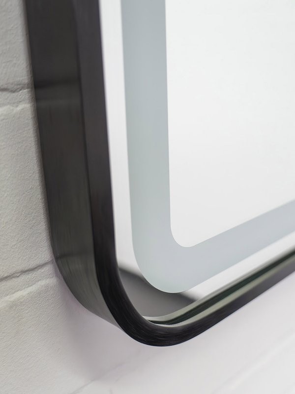 Зеркало Comforty Ситара 80 с подсветкой, бесконтактный сенсор, антизапотевание, матовое черное