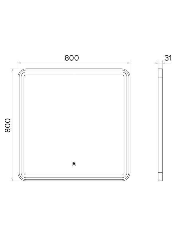 Зеркало Comforty Ситара 80 с подсветкой, бесконтактный сенсор, антизапотевание, матовое черное
