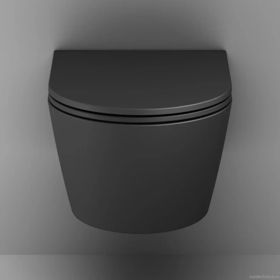 Комплект Унитаз подвесной AM.PM Func C8F1701MBSC безободковый, с микролифтом, матовый черный + Крепления Geberit Duofix 111.815.00.1 к стене + Звукоизоляция + Инсталляция UP 320 111.300.00.5 + Кнопка Sigma 01 115.770.DW.5 черная