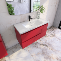 Тумба с раковиной Caprigo Forte 100 R подвесная, красная