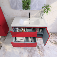 Тумба с раковиной Caprigo Forte 100 R подвесная, красная