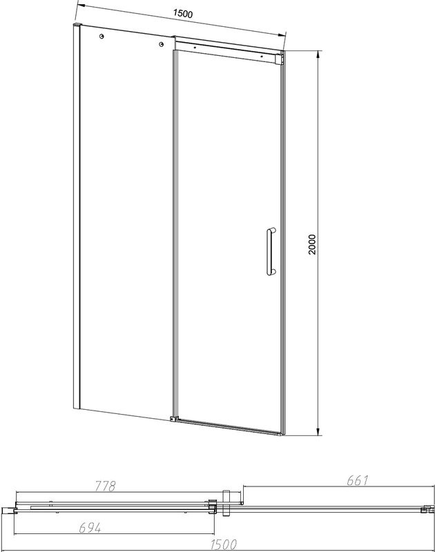Душевая дверь в нишу Vincea Dice VDS-4D150CL 150 см, профиль хром