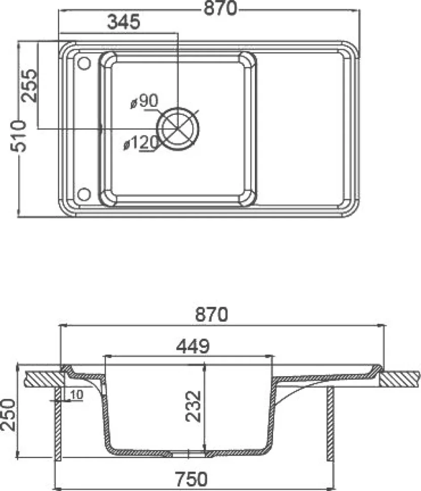 Комплект Мойка AQUATON Беллис 87 графит + Измельчитель Bort Titan 5000