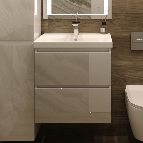 Тумба с раковиной Style Line Даймонд 60 Люкс Plus подвесная, белая