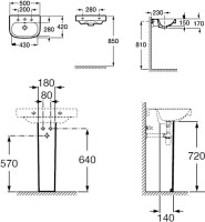 Комплект Раковина Roca Debba 50x42 + Пьедестал + Смеситель Bravat Fit + Сифон AlcaPlast