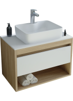 Тумба с раковиной Teymi Ritta 65 дуб эврика, матовая белая, раковина Helmi S 48