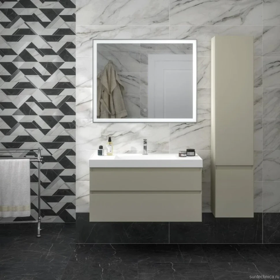 Шкаф пенал для ванной KERAMA MARAZZI Cubo 165 L лимо матовый