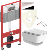 Комплект Унитаз подвесной Boheme Bello 971-MW белый матовый + Крышка 975-MW белая матовая + Инсталляция TECE Now 9400412 4 в 1 с кнопкой смыва