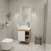 Тумба с раковиной Teymi Nura 60 дуб эврика, матовая белая, раковина Lina D41