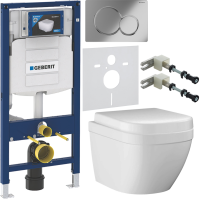 Комплект Унитаз подвесной Grohe Euro Ceramic 39206000 компактный + Крышка 39330001 с микролифтом + Инсталляция Geberit Duofix UP 320 111.300.00.5 + Кнопка Sigma 01 115.770.21.5 хром + Крепления 111.815.00.1 к стене + Звукоизоляция