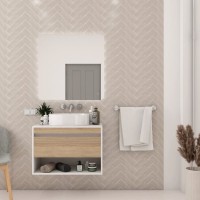 Тумба подвесная для ванной 75 см Teymi Ritta корпус белый фасад дуб T60539