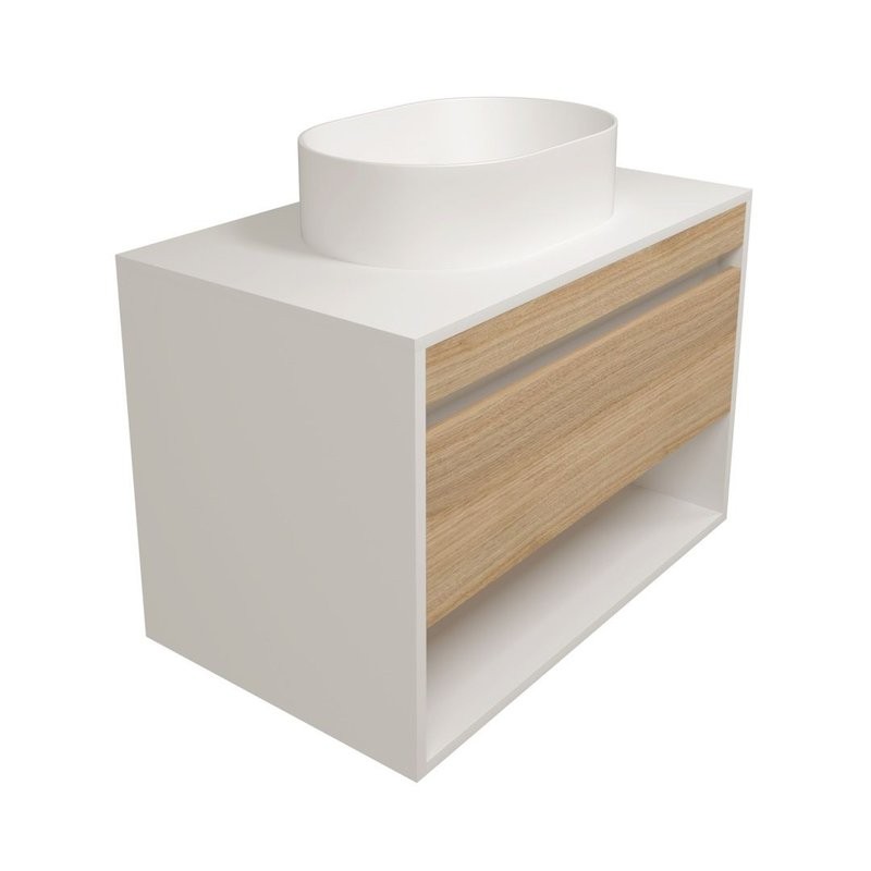 Тумба подвесная для ванной 75 см Teymi Ritta корпус белый фасад дуб T60539