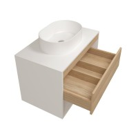 Тумба подвесная для ванной 75 см Teymi Ritta корпус белый фасад дуб T60539