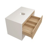 Тумба подвесная для ванной 75 см Teymi Ritta корпус белый фасад дуб T60539