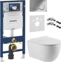 Комплект Унитаз подвесной Vincea Evo + Крепления Geberit Duofix 111.815.00.1 к стене + Звукоизоляция + Инсталляция UP 320 111.300.00.5 + Кнопка Sigma 01 115.770.21.5 хром