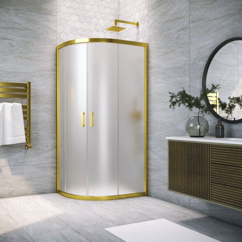 Душевой уголок Vegas Glass ZS-F Tur Novo h1900 100*90 09 10 профиль золото, стекло сатин