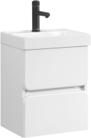 Тумба с раковиной Belux Бостон 40 подвесная, белая глянцевая, 2 ящика