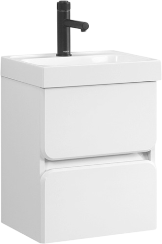 Тумба с раковиной Belux Бостон 40 подвесная, белая глянцевая, 2 ящика