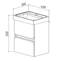Тумба с раковиной Belux Бостон 40 подвесная, белая глянцевая, 2 ящика