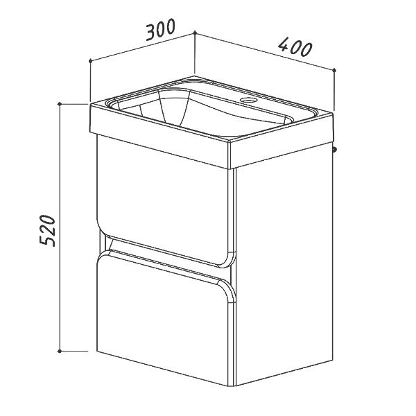 Тумба с раковиной Belux Бостон 40 подвесная, белая глянцевая, 2 ящика