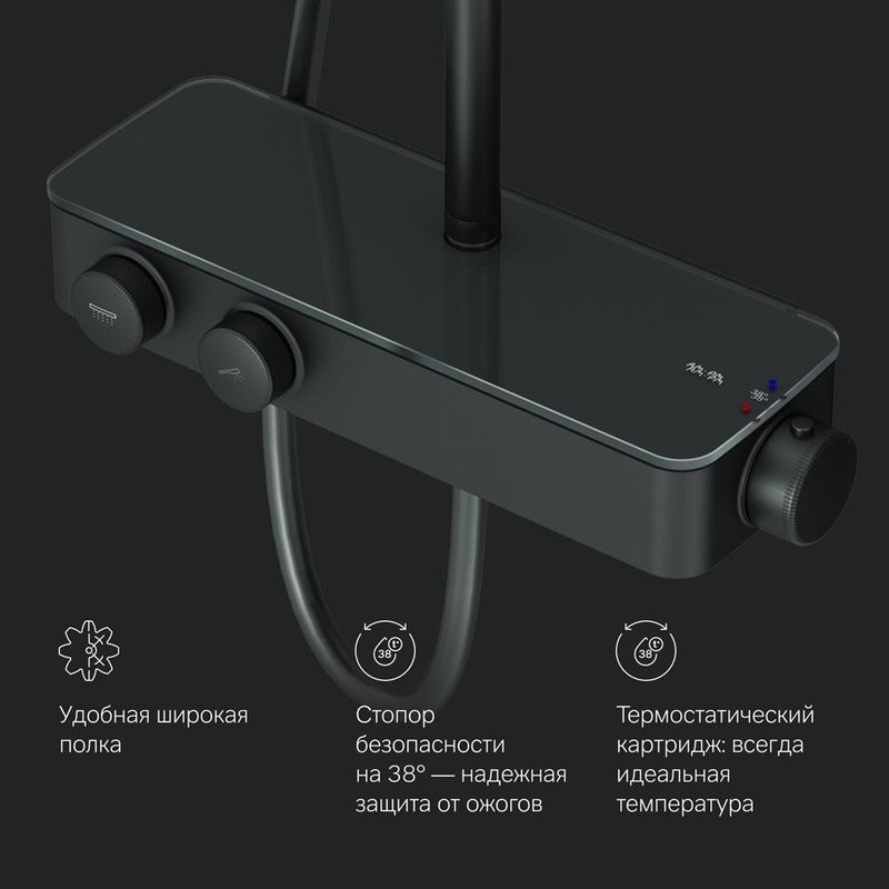 Душевая стойка AM.PM Inspire V2.0 F0750A422 с термостатом, черная