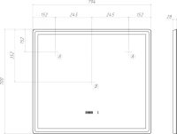 Зеркало Vigo Geometry Luxe 80 с подсветкой и антизапотевателем Зеркало Vigo Geometry Luxe 80 с подсветкой и антизапотевателем