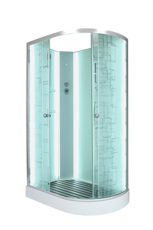 Душевая кабина DTO D EM1511LNLED профиль хром, стекло матовое с узором