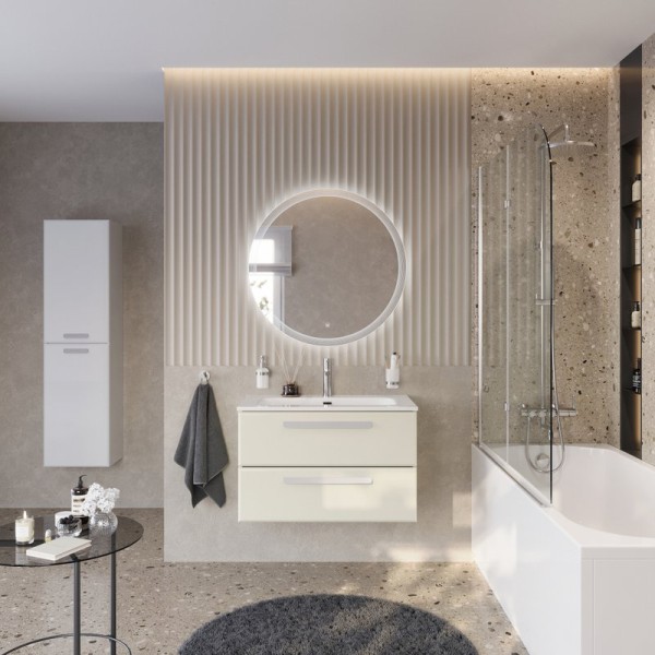 Мебель для ванной комнаты Cezares Eco Cer-N 80 брашированная альпака, раковина Eco 80, ручки сатин